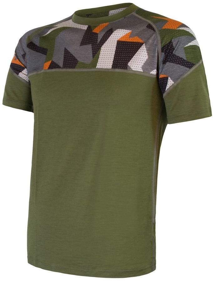 Sensor Merino Impress pánské triko kr.rukáv safari/camo