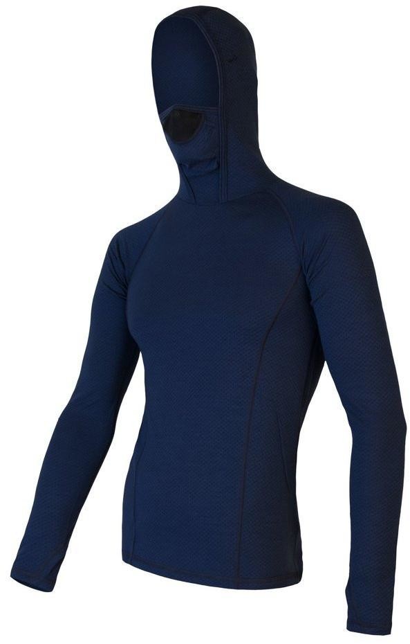 Sensor Merino Df pánské triko dl.rukáv s kapucí deep blue