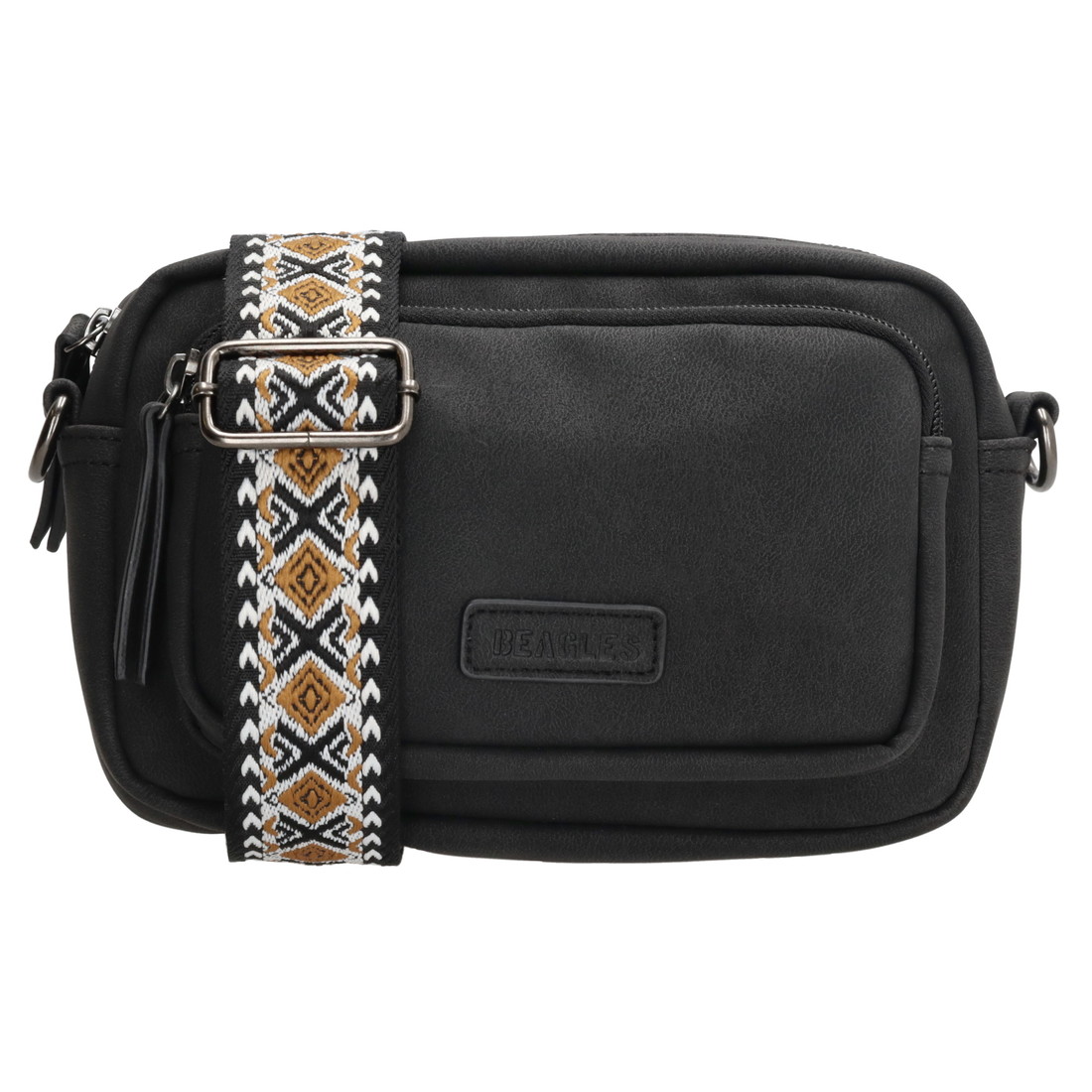 Beagles dámska crossbody kabelka Malaga s dekoratívnym popruhom - čierna