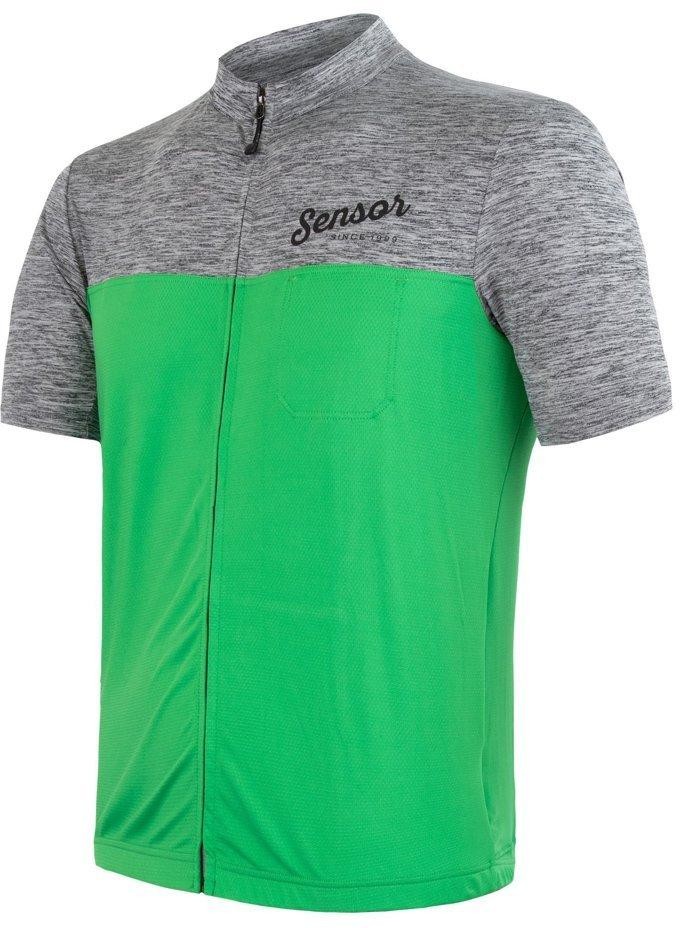 Sensor Cyklo Motion pánský dres kr.rukáv celozip šedá/zelená