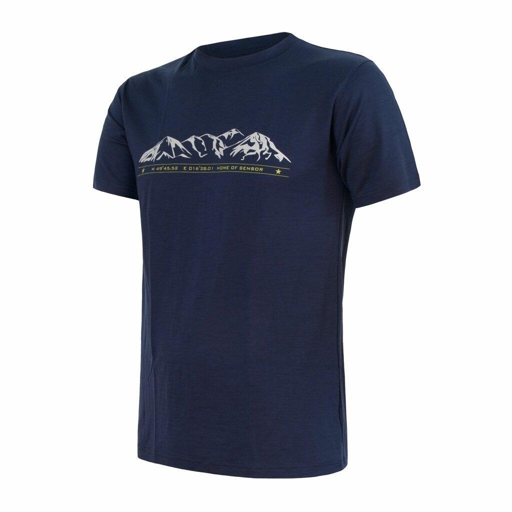 Sensor Merino Active Pt Mountains pánské triko kr.rukáv deep blue
