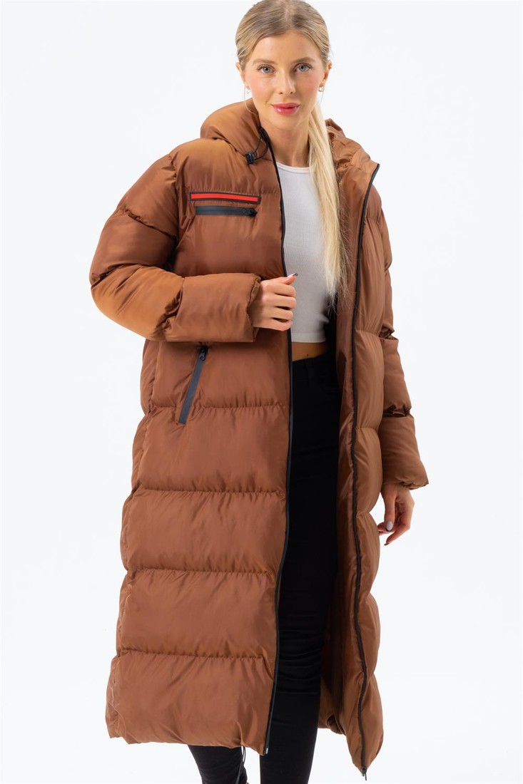 Z6756 DEWBERRY LADIES BOTTLE COAT-CAMEL