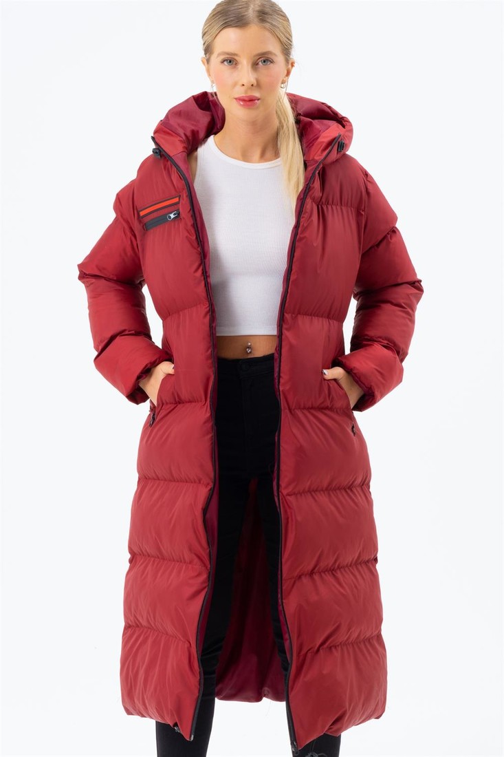 Z6756 DEWBERRY LADIES BOTTLE COAT-BURGUNDY