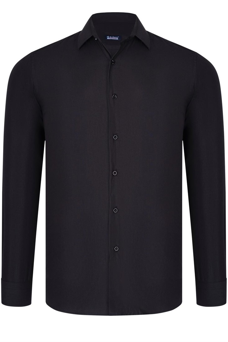 G726 DEWBERRY MEN'S SHIRT-PLAIN BLACK
