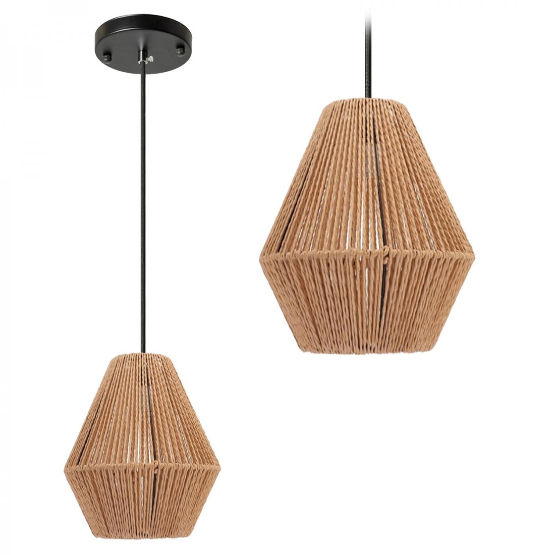 Závěsná lampa La Belle Boho I černá/hnědá