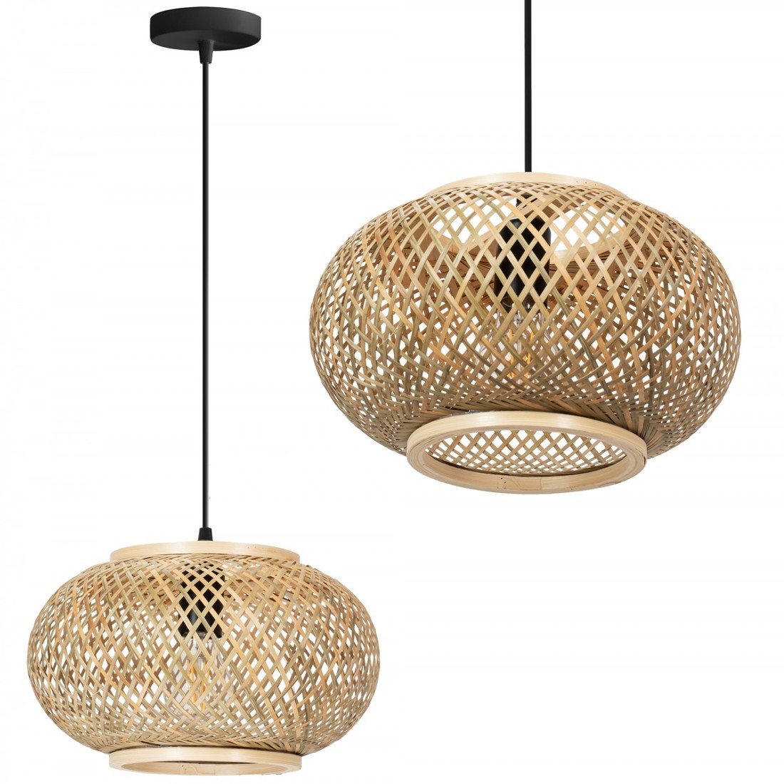 Závěsná lampa La Belle Boho III černá/hnědá