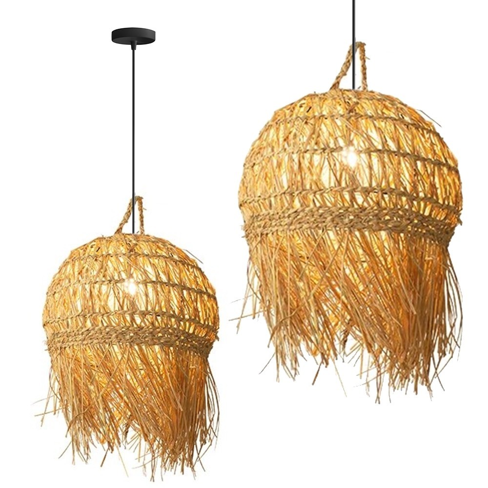 Závěsná lampa La Belle Boho IV černá/bambus