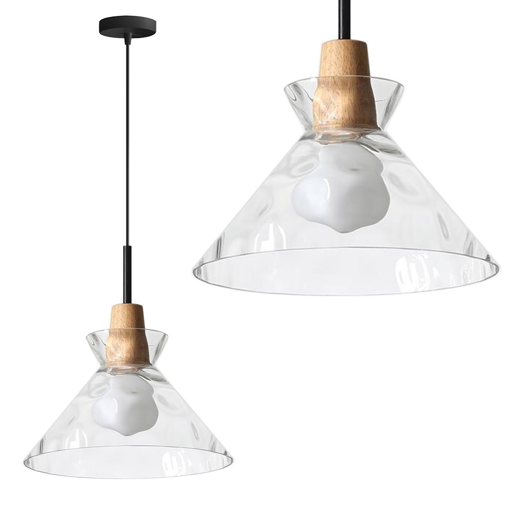Závěsná lampa La Belle XXIV černá/bambus