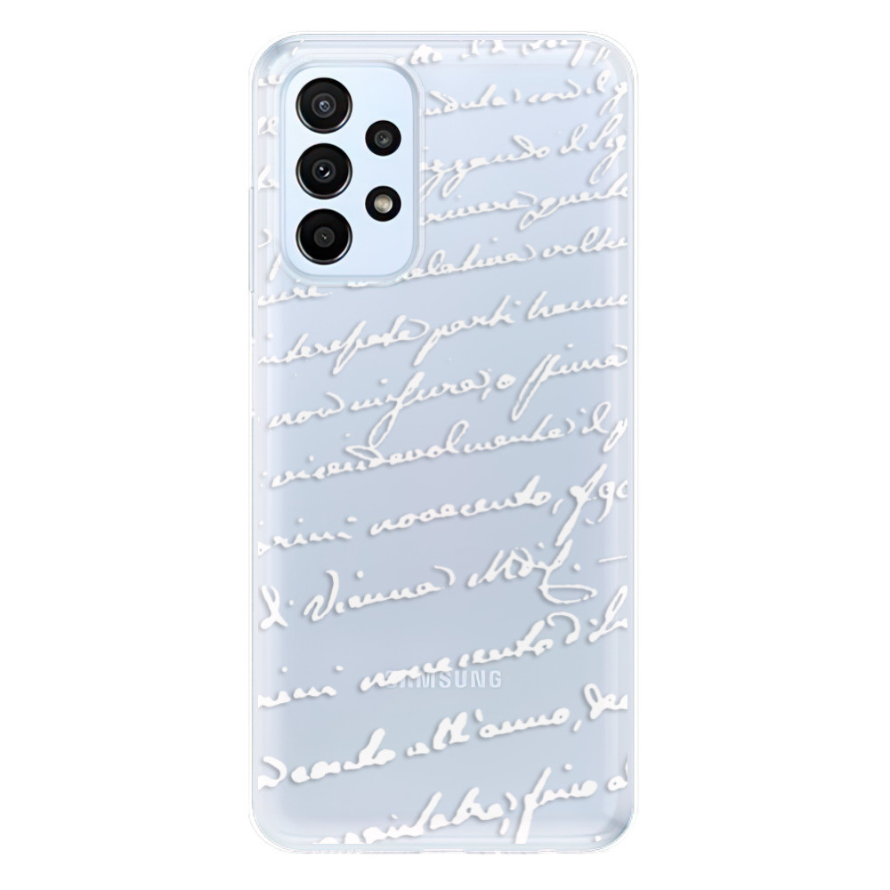 Odolné silikónové puzdro iSaprio - Handwriting 01 - white - Samsung Galaxy A23 / A23 5G