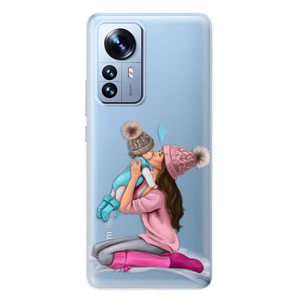 Odolné silikónové puzdro iSaprio - Kissing Mom - Brunette and Boy - Xiaomi 12 Pro