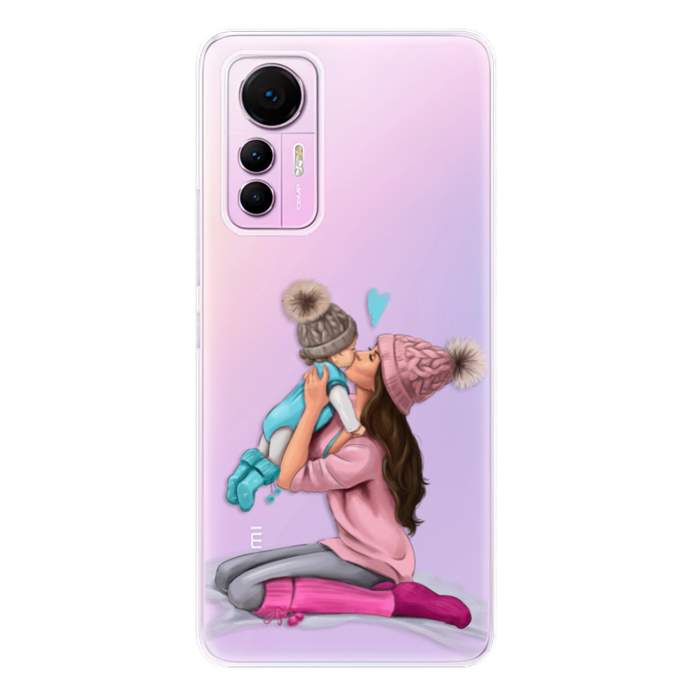 Odolné silikónové puzdro iSaprio - Kissing Mom - Brunette and Boy - Xiaomi 12 Lite