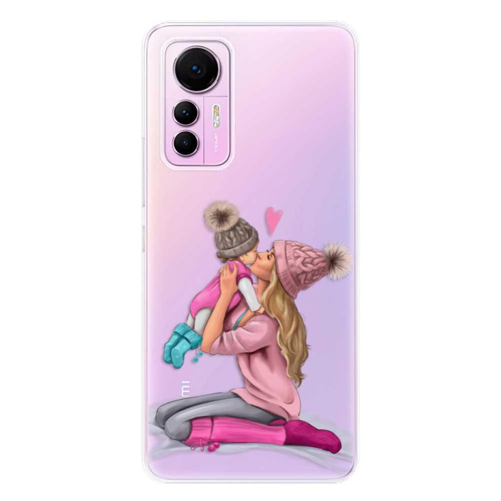 Odolné silikónové puzdro iSaprio - Kissing Mom - Blond and Girl - Xiaomi 12 Lite