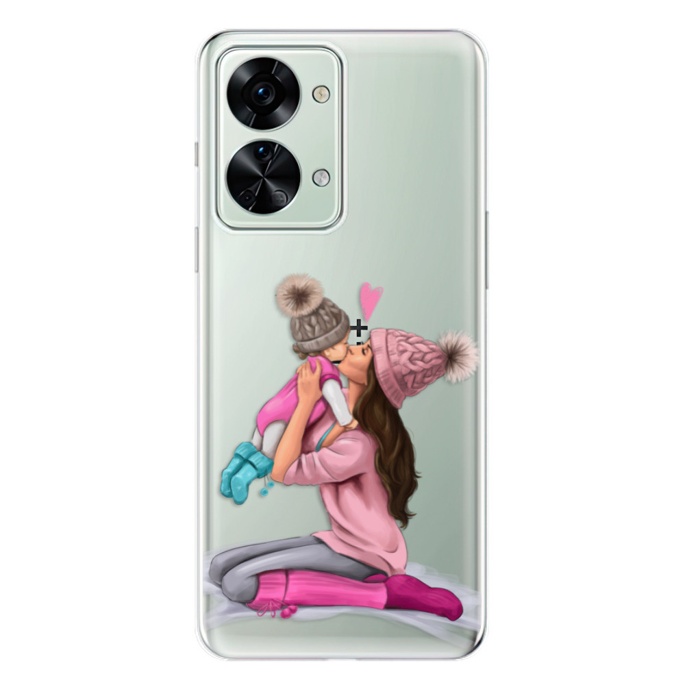 Odolné silikónové puzdro iSaprio - Kissing Mom - Brunette and Girl - OnePlus Nord 2T 5G
