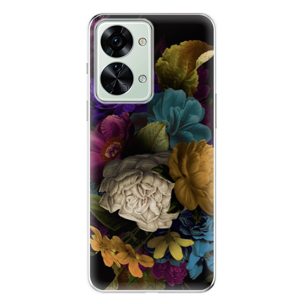 Odolné silikónové puzdro iSaprio - Dark Flowers - OnePlus Nord 2T 5G
