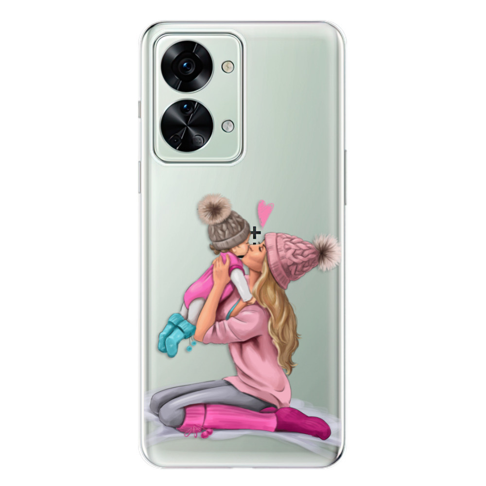 Odolné silikónové puzdro iSaprio - Kissing Mom - Blond and Girl - OnePlus Nord 2T 5G