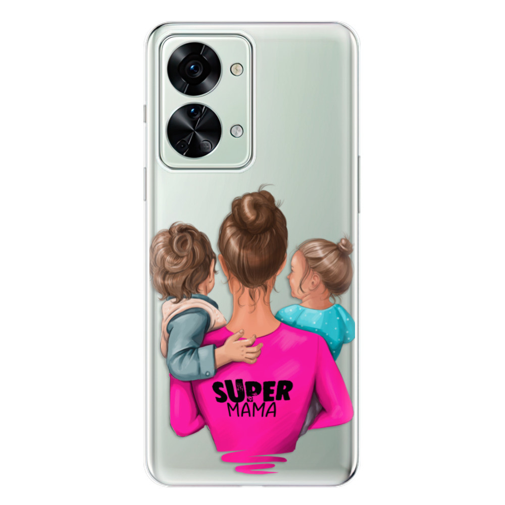Odolné silikónové puzdro iSaprio - Super Mama - Boy and Girl - OnePlus Nord 2T 5G