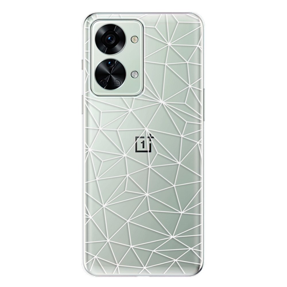 Odolné silikónové puzdro iSaprio - Abstract Triangles 03 - white - OnePlus Nord 2T 5G
