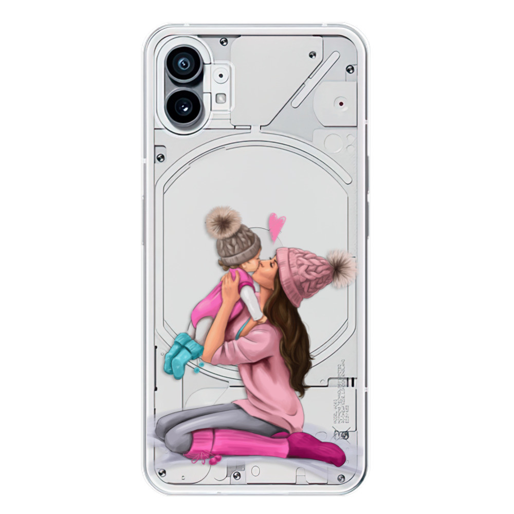 Odolné silikónové puzdro iSaprio - Kissing Mom - Brunette and Girl - Nothing Phone (1)