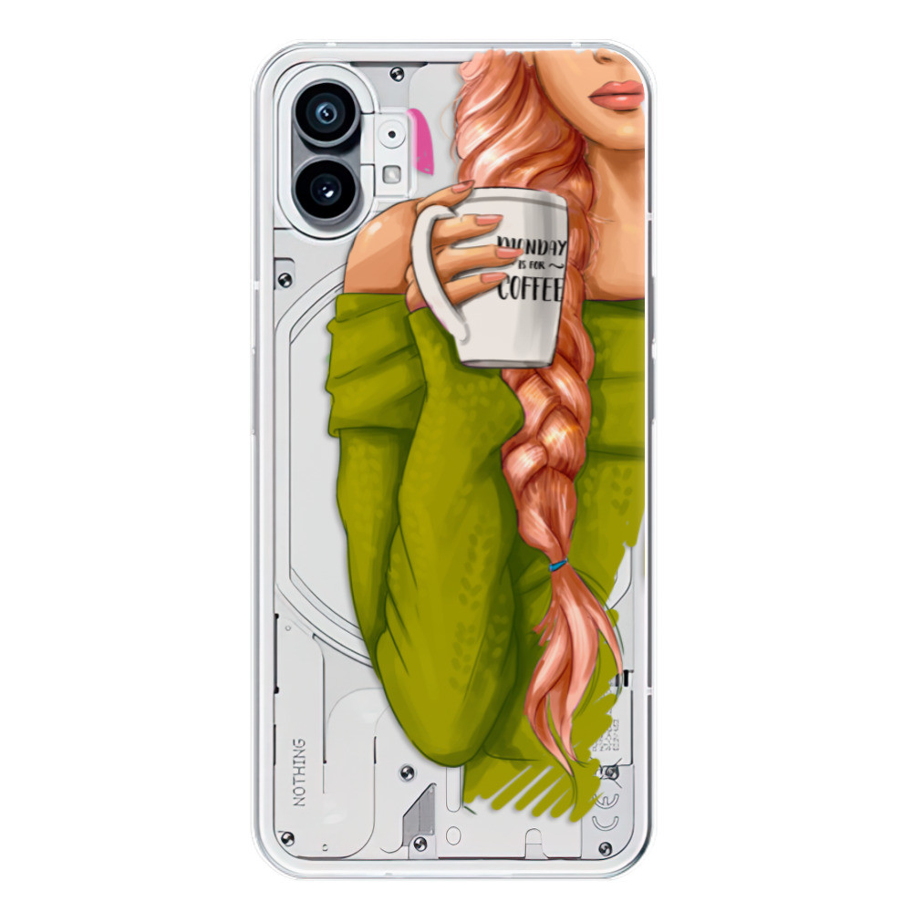 Odolné silikónové puzdro iSaprio - My Coffe and Redhead Girl - Nothing Phone (1)