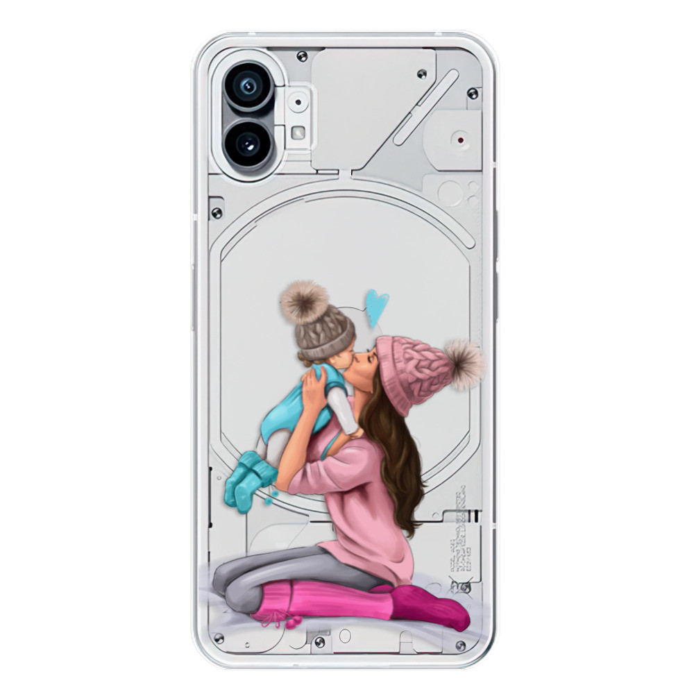 Odolné silikónové puzdro iSaprio - Kissing Mom - Brunette and Boy - Nothing Phone (1)