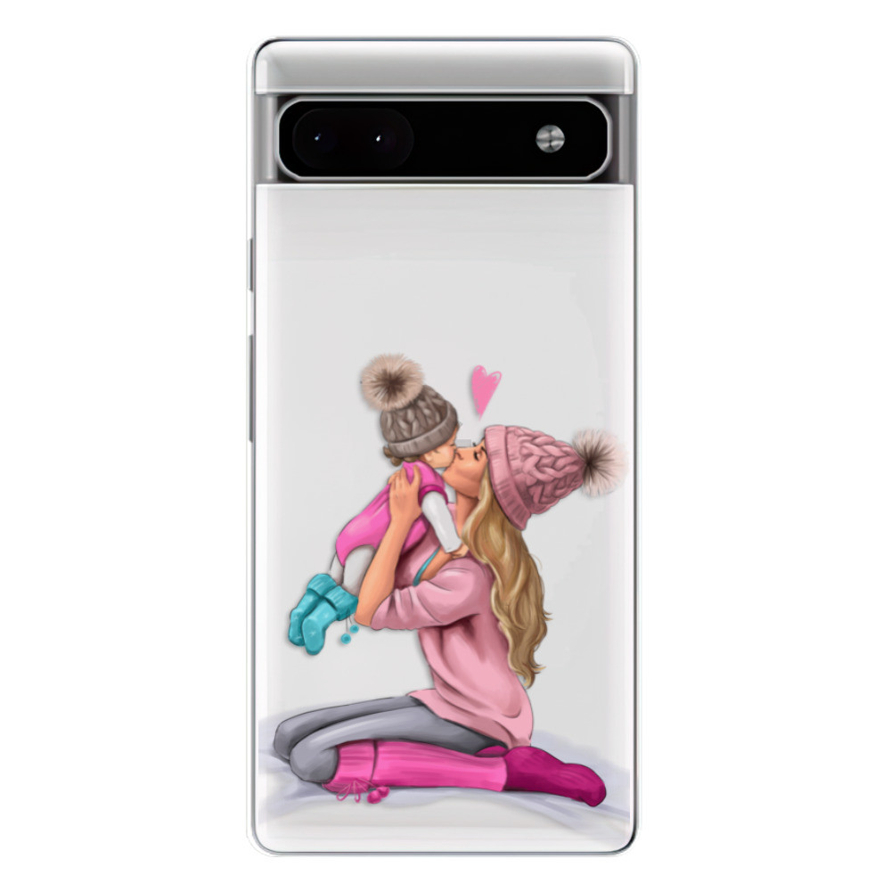 Odolné silikónové puzdro iSaprio - Kissing Mom - Blond and Girl - Google Pixel 6a 5G