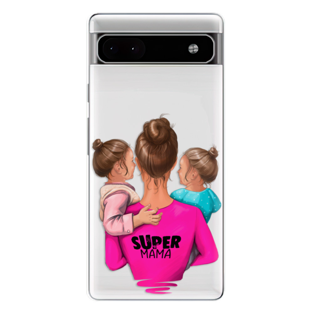Odolné silikónové puzdro iSaprio - Super Mama - Two Girls - Google Pixel 6a 5G