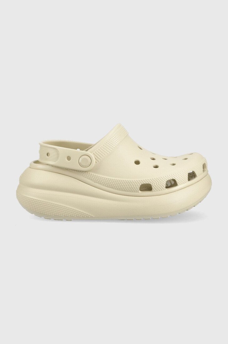 Šľapky Crocs Classic Crush Clog dámske, béžová farba, na platforme 207521
