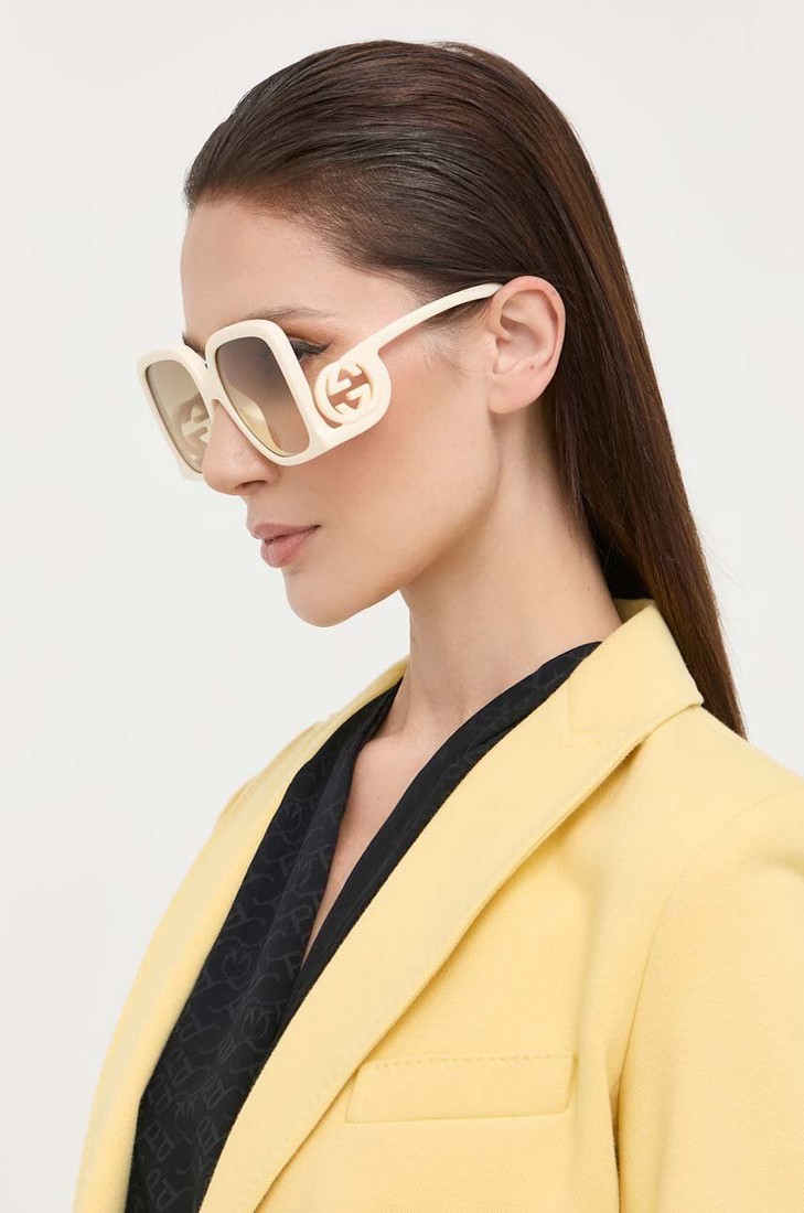 Slnečné okuliare Gucci dámske, béžová farba