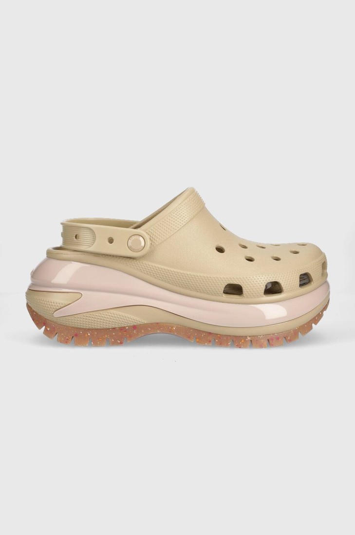 Šľapky Crocs Classic Mega Crush Clog dámske, béžová farba, na platforme, 207988