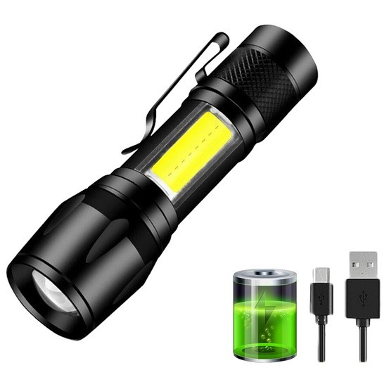 Mini LED baterka s USB nabíjaním-Čierna KP25693