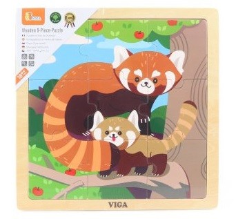 Viga Drevené puzzle panda 9ks
