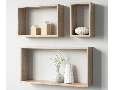 Súprava nástenných regálov (3 ks) Shelvy Rec, dub sonoma%