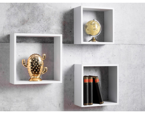 Sada nástenných regálov(3 ks) Shelvy Cub, biela%