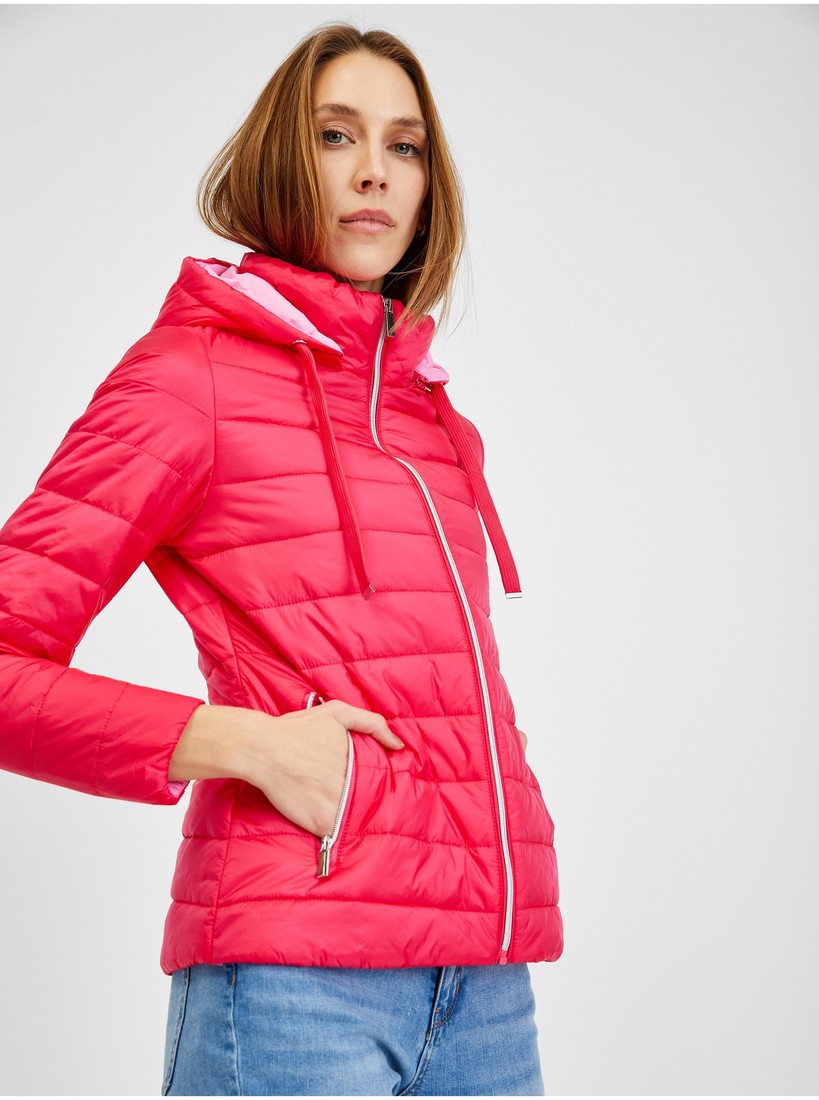 Orsay Dark Pink Ladies Winter Quilted Jacket - Women