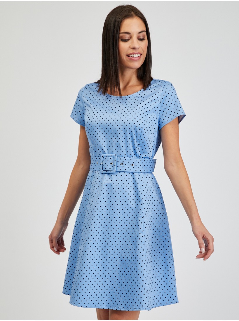 Orsay Blue polka dot dress with belt - Women
