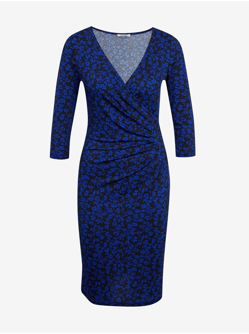 Orsay Black-Blue Ladies Flowered Dress - Women