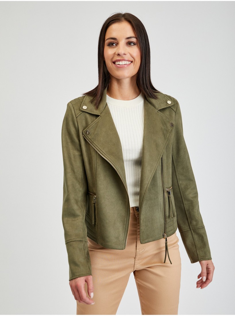 Orsay Khaki Women's Jacket in Suede Tina - Women