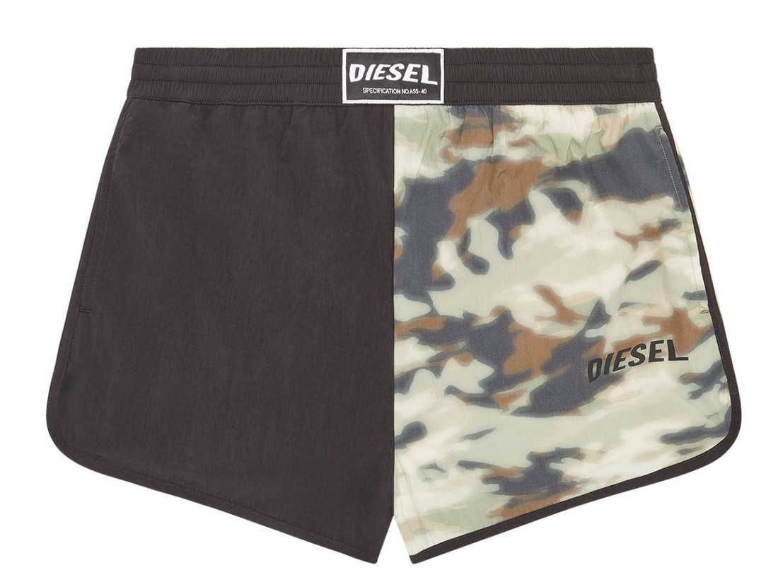 Pánske kúpacie kraťasy A09681 0SHAL E4944 khaki/čierna - Diesel L khaki-černá