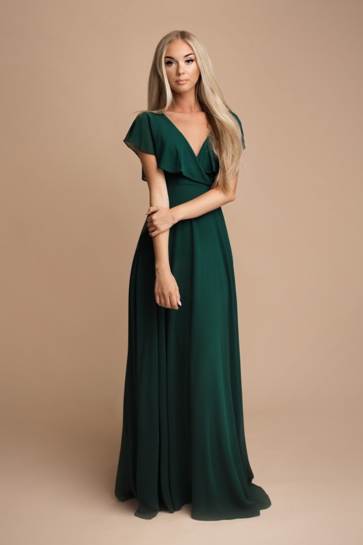 Zelené spoločenské šifónové šaty Veľkosť: S