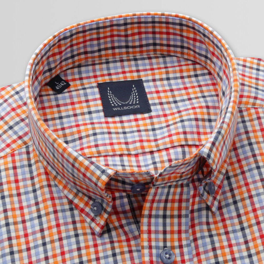 Pánska slim fit košeľa s farebným károvaným vzorom 15017