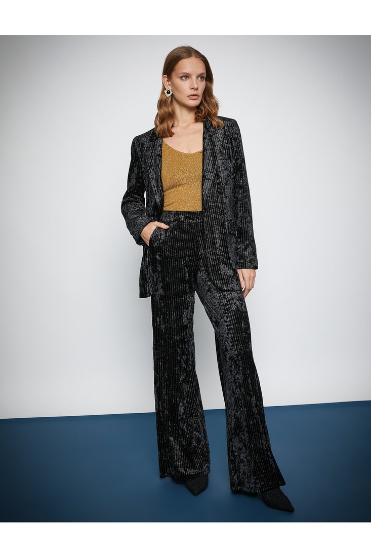 Koton Melis Agazat X - Silvery Velvet Wide Leg Pants