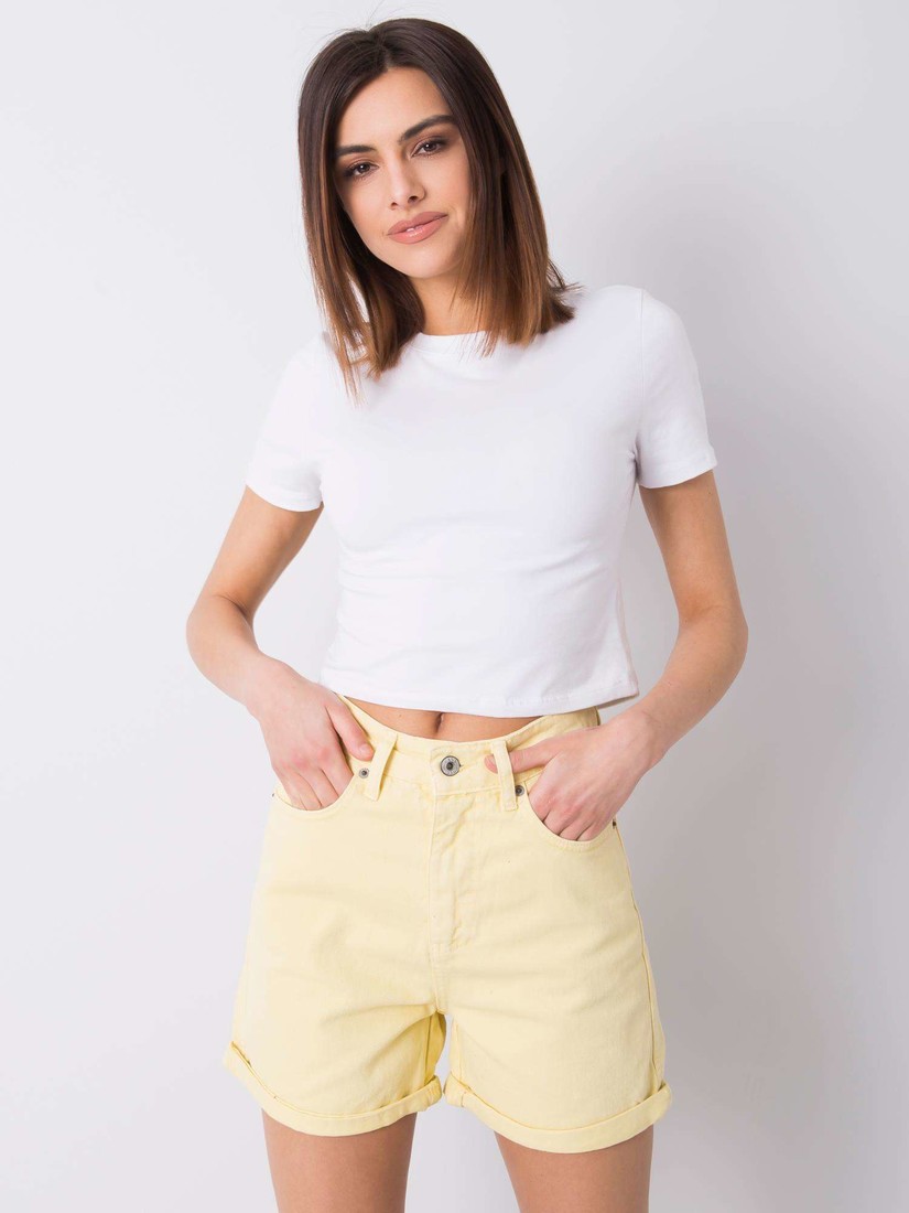 Yellow Denim Shorts by Sloane RUE PARIS