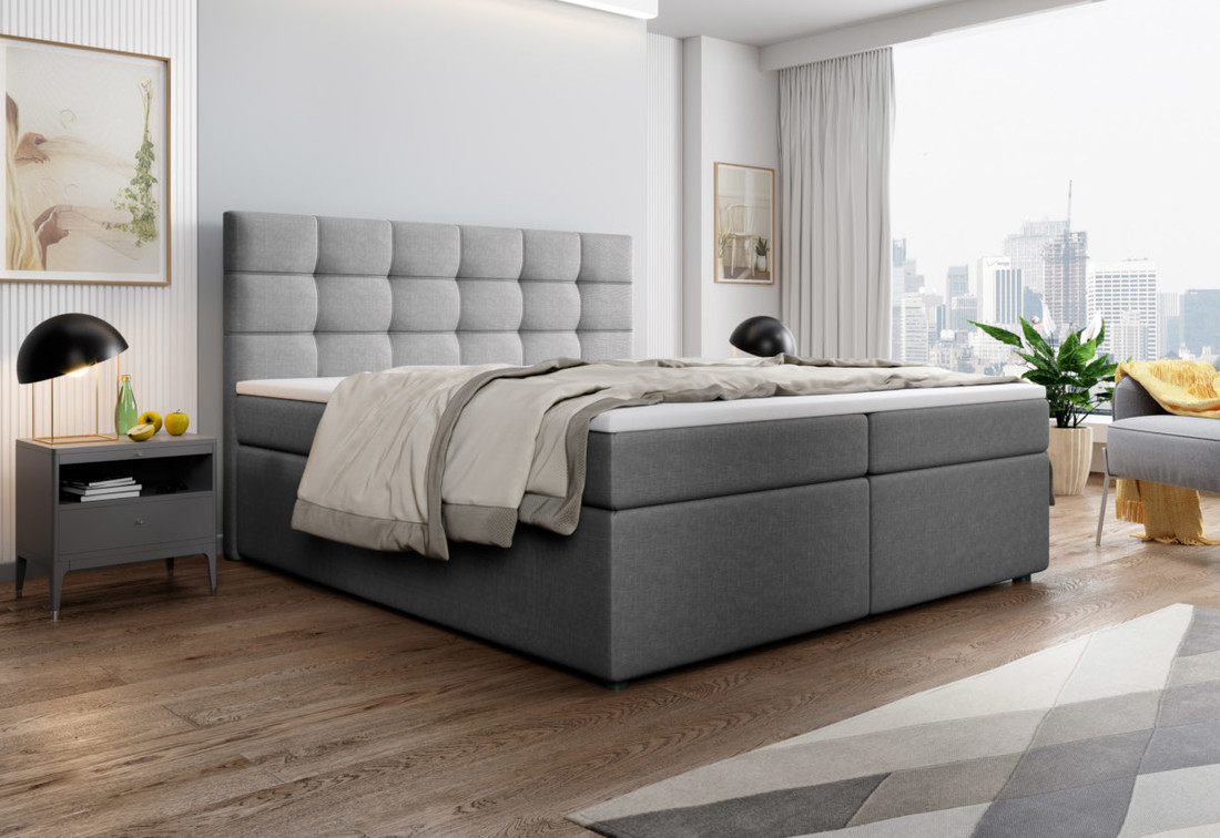 Expedo Čalúnená posteľ boxspring SALMA + topper, 140x200, inari 91