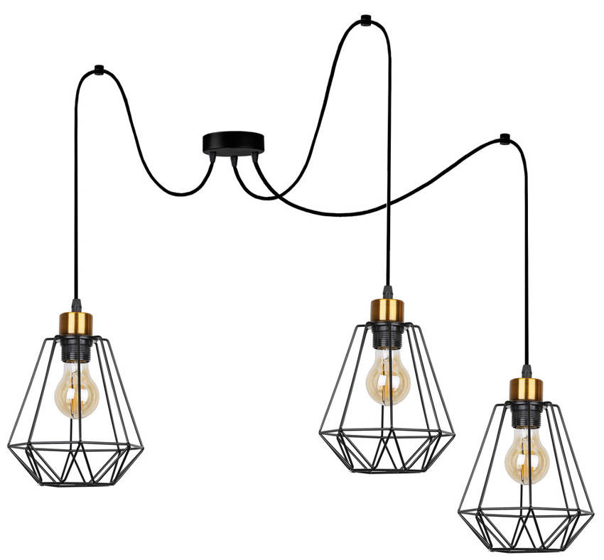 Candellux Čierno-zlatý závesný luster Primo pre žiarovku 3xE27 33-00293