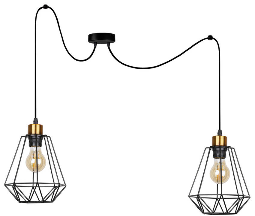 Candellux Čierno-zlatý závesný luster Primo pre žiarovku 2xE27 32-00286