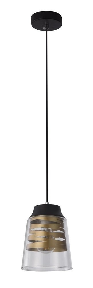 Candellux Čierno-zlatý závesný luster Fresno pre žiarovku 1xE27 31-78384