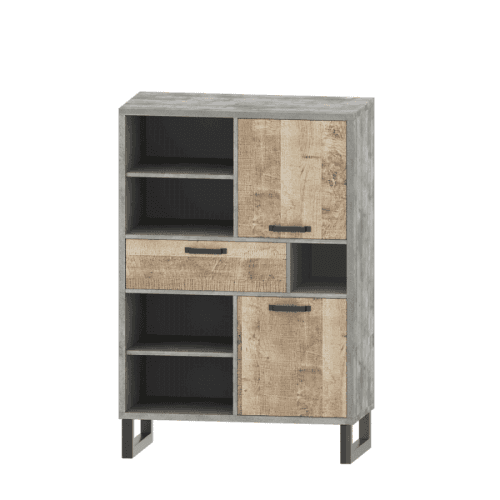 Regál, dub pískový / šedá, Baria 2D1S