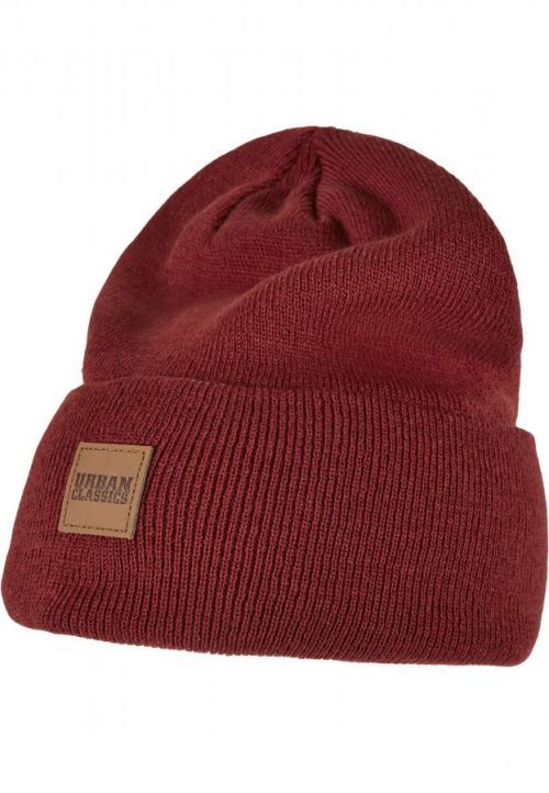 Urban Classics Synthetic Leatherpatch Long Beanie burgundy - One Size