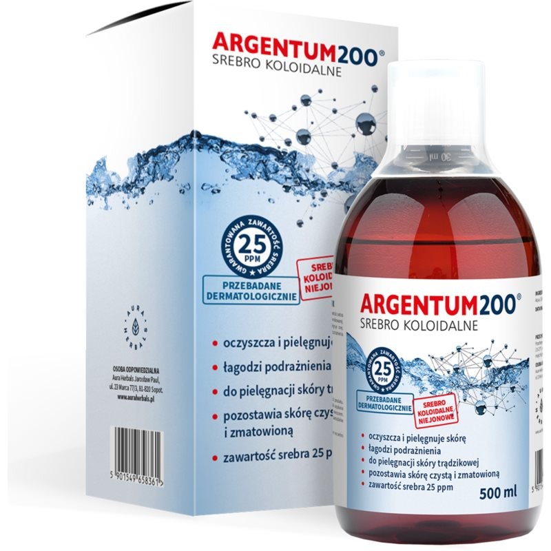 Aura Herbals Argentum 200 Collodial Silver 25 ppm tonikum s koloidným striebrom 500 ml