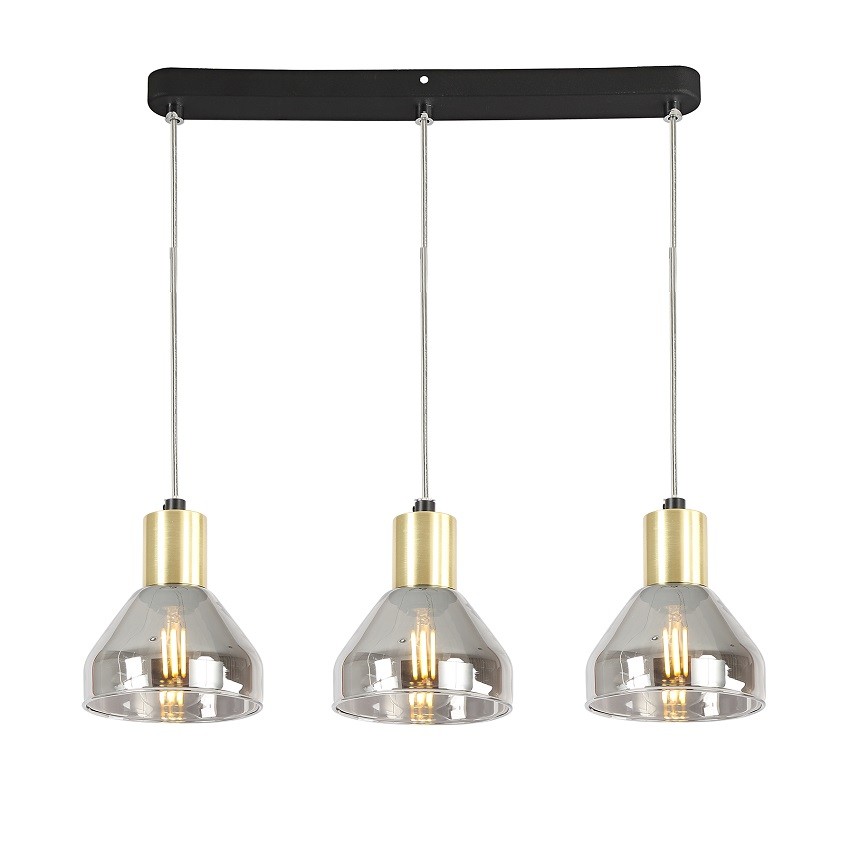 Candellux Čierno-zlatý závesný luster Gregory pre žiarovku 3xE14 33-79008